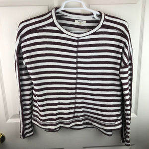 Madewell Slub Striped Shirt White Maroon SZ Small